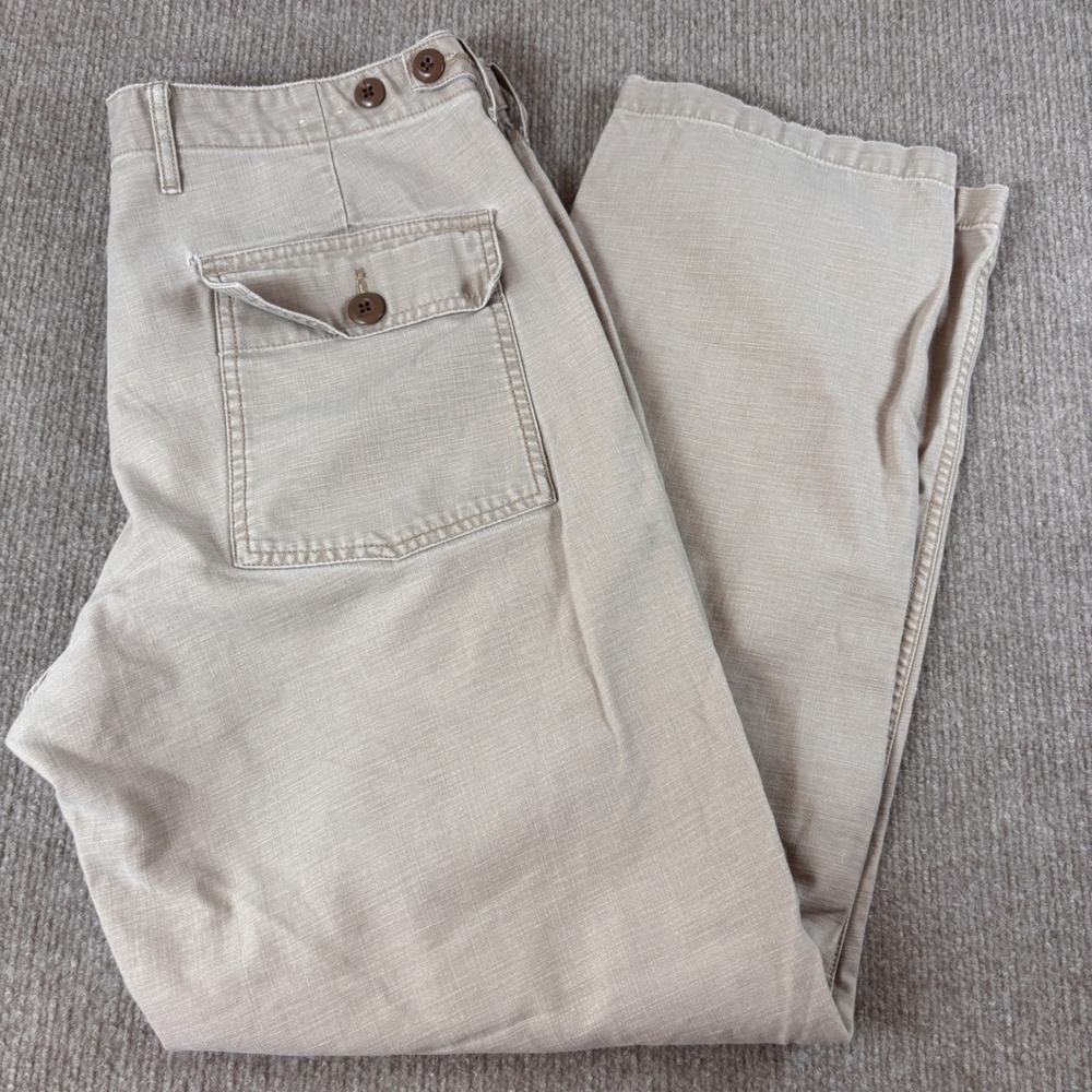 Wallace & Barnes Mens Khaki Slub Cotton Officer Pants 30x30 Tan Utility Trousers